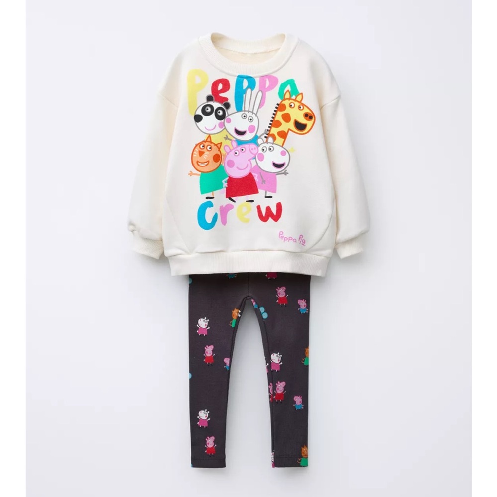 ZARA PEPPA PIG RIBBED SWEATSHIRT AND LEGGINGS SET